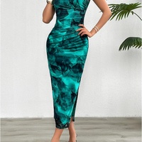 Vestido maxi de lino sin mangas ajustado para mujer Estampado floral vintage Estilo plisado elegante y sexy para primavera y verano