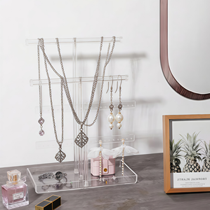 Présentoir à bijoux en acrylique moderne et minimaliste, empilable, avec plateau inférieur, facile à assembler, pour boutiques et usage personnel - Product Image 2