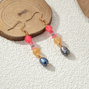 Pendientes colgantes de cuentas de perlas de piedra natural multicolor de moda Bohemia para regalo - Product Image 1