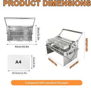 Parrilla Giratoria de Carbón para Barbacoa, para Campismo y Picnic al Aire Libre, 360 Grados °   Parrilla Giratoria de Acero Inoxidable para Barbacoa - Product Image 2