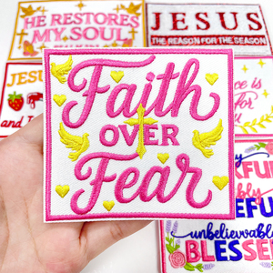 Toppa Ricamata Cristiana con Versetto Biblico, Distintivo in PVC Termoadesivo, Slogan di Gesù, Applicazione a <span class=keywords><strong>Croce</strong></span> per Cappello da Camionista, Decorazione Religiosa, All'ingrosso - Product Image 3