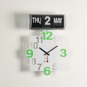 Horloge murale calendrier à bascule design moderne, boîtier ABS, mouvement japonais, fonction <span class=keywords><strong>jour</strong></span> et date # A00AF801 - Product Image 3