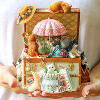 Décor à la maison boîte à trésor rotative boîte à musique anniversaire cadeau de noël pour enfants chambre décoration maison accessoires résine artisanat
