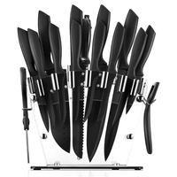 Ensemble de 16 pièces personnalisable pour cuisine : Couteaux antiadhésifs, couteau à steak, couteau de chef, couteau à pain, ciseaux, éplucheur