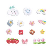 Patchs brodés en gros, motifs nuage, arc-en-ciel, fleur, fraise, appliques florales thermocollantes pour vêtements, sacs, DIY