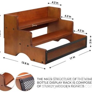 Retro wooden spice rack, tiered <b>desktop</b> storage rack, liquor display rack, <b>desktop</b> coffee <b>shelf</b> - Product Image 5