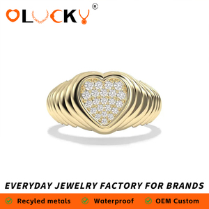 Anillo de Cadenas en <span class=keywords><strong>Cascada</strong></span> con Forma de Corazón, Chapado en Oro de 18k, Resistente al Agua, con Circonitas Cúbicas, para Mujer, Uso Diario, Fabricante de Joyería Personalizada LUCKYJIU - Product Image 1