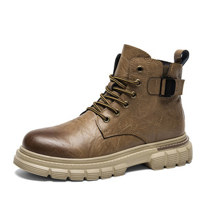 Botas de Trabajo de Cuero para Hombre, Modelo 2026, de Moda, con Suela Gruesa, Impermeables y Antideslizantes para Exteriores - Product Image 5