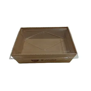 SP755長方形レストランはクラフト紙を使用して箱を持ち帰り、PP蓋付きの食品容器に行きます