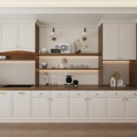 Îlot de cuisine moderne haut de gamme en mélamine style Shaker avec robinet pour villa/hôtel/appartement