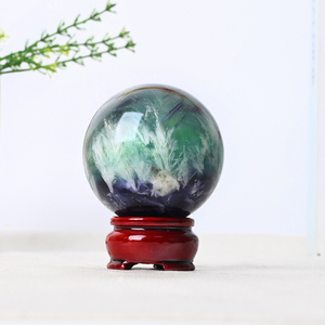Wholesale Natural <b>Crystal</b> Healing Stone Hand Polished Feather Fluorite Sphere <b>Crystal</b> Decoration for Home Decoration - Product Image 4