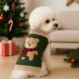 Suéter Bordado para Mascotas con Diseño de Oso, Ropa Cálida de Invierno para Perros Pequeños y Medianos, Apto para Schnauzers y Bichón Frisé. - Product Image 3