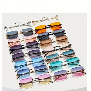 แว่นกันแดดทรงสี่เหลี่ยมเล็กไร้กรอบ รุ่นใหม่ล่าสุดปี 2022 แฟชั่นผู้หญิง สีสันสดใส โลหะผสม ลายเสือดาว สำหรับผู้ชาย - Product Image 5
