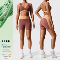 Nouveau Soutien-gorge de sport sans dos, écologique, haute résistance, antichoc, pour yoga et fitness en extérieur, couleur contrastée unie