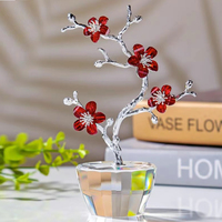 Ornement de figurine en verre de prune en cristal Presse-papiers Décoration de table avec boîte-cadeau Centres de table en verre de cristal
