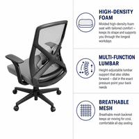 Chaise de bureau ergonomique moderne avec support lombaire réglable, coussin en mousse haute densité, usage commercial pour les environnements hospitaliers et hôteliers