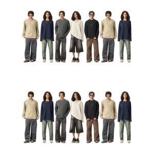 قمصان رجالية فضفاضة بأكمام طويلة من القطن الخالص 100٪ ثقيل الوزن بتصميم عصري وجودة عالية للبيع بالجملة - Product Image 3