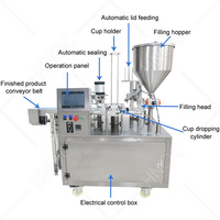 Machine de remplissage automatique de gobelets HNOC à 4 têtes pour crème glacée, yaourt et eau, avec fonction de scellage
