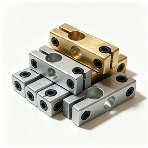Aluminum Brass CNC Machined for Machined Cross Shaft Clamp Set Double Hole Linear <b>Rod</b> Fixing Block Automation Machinery - Product Image 4
