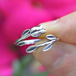 Anello T1005 a Forma di Pianta in Argento, Stile Bohémien, Gioiello Unisex alla Moda, Regalo Senza Incastonatura di Pietre - Product Image 2