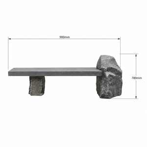 Basalt Garden Bench <b>Stone</b> Patio Seat Outdoor Bench Rock Texture Seating for Landscape - Product Image 2
