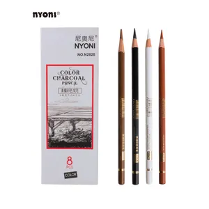 Nyoni N2828 Professional 4 Colored Charcoal Pencil Brown Black Suntan White Charcoal Pencils Set