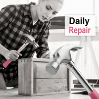 Ensemble d'outils à main compacts roses de 8 pièces avec étui de rangement moulé par soufflage pour la réparation à domicile, le bricolage, l'entretien et les tâches de quincaillerie quotidiennes