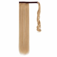 Extensions de cheveux synthétiques à clipser avec bande magique, queue de cheval, cuticules alignées, soyeuses, lisses et naturelles