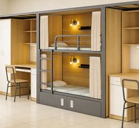 Lit superposé en acier durable avec rideau pour hôtel, auberge de jeunesse, appartement