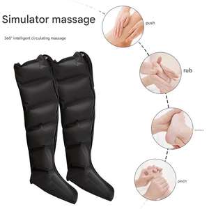 Bottes de pressothérapie à compression d'air pour la récupération des jambes, massage rapide de la circulation sanguine, noires, 6 chambres - Product Image 3