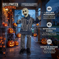 Mini-squelette Zombie Balançant d'Halloween, Fantôme Bleu et Blanc à Tête Ondulante, Nouveauté Électrique à Induction pour Maison Hantée et Fête Intérieure
