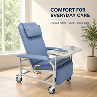 Chaise d'hôpital manuelle réglable pour dialyse avec plateau pliant, chaise médicale mobile inclinable pour personnes âgées, certifiée CE ISO