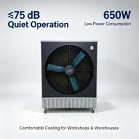 Refroidisseur d'air évaporatif mobile à faible bruit 40000 CMH, réservoir d'eau de 140 L, ventilateur de refroidissement portable pour l'utilisation en usine et en atelier