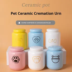 Çevre dostu kare seramik köpek Pet anıt klasik kapak mühürlü kemik kavanoz Funeral cenaze malzemeleri - Product Image 3
