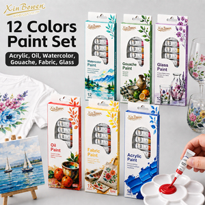 Ensemble de <span class=keywords><strong>peinture</strong></span> Xin Bowen 12 couleurs, tubes de <span class=keywords><strong>peinture</strong></span> de 6 ml, aquarelle, <span class=keywords><strong>acrylique</strong></span>, huile, gouache, tissu, <span class=keywords><strong>verre</strong></span> pour artistes - Product Image 1