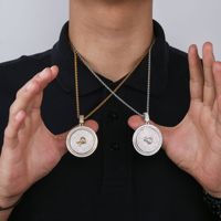 Collier rond avec pendentif sac d'argent, plaqué or, zircone cubique, chaîne corde, breloque bling, cadeau pour homme, bijoux de fête et de rue