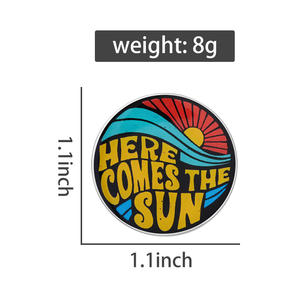 Hier Kommt die Sonne Emaille-Anstecknadel Sonnenschein Sonnenaufgang Sommer-Stimmung Brosche Reversnadel Modeschmuck Accessoire Geschenk für Freunde - Product Image 6