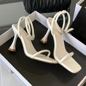 Nouvelles sandales femme à bride étroite, collection été 2025, bout carré ouvert, bride cheville à boucle, talons hauts - Product Image 3