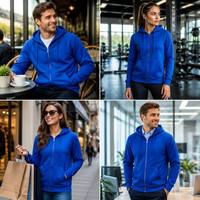 Sweat à capuche épais à fermeture éclair pour hommes Pull à capuche décontracté d'hiver de couleur unie Design entièrement zippé Sweat à capuche rouge