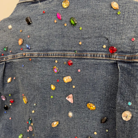 YUCHEN strass veste Amérique Street Wear à la mode personnalisé perles embelli Denim veste Jeans veste