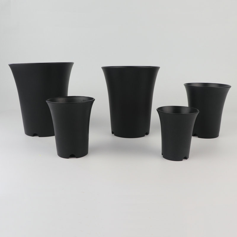 Vaso de plástico para berçário ao ar livre, vaso para plantar plantas e jardins, cor preto/branco