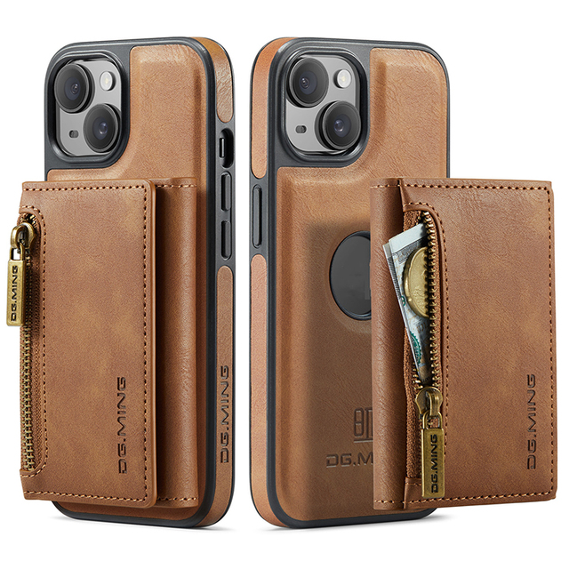 2024 New Arrival 2 in 1 Detachable Magnetic Card Holder Pocket Leather Zipper Wallet Phone Case Cover for Iphone 14 Pro Max 15