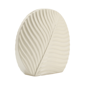 Vaso in ceramica rotondo testurizzato con disegno a foglia per decorazioni per la casa - Product Image 3