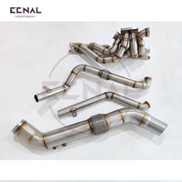 Colector de escape de acero inoxidable SS304 Ecnal para BMW B58 Gen1, kit de tubo de bajada de 3.5 pulgadas (89 mm) para turbo único T4