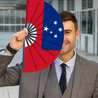 Éventails pliants en plastique avec drapeau de Samoa pour carnaval, mariage, festival, fête, agence de voyage - Vente en gros