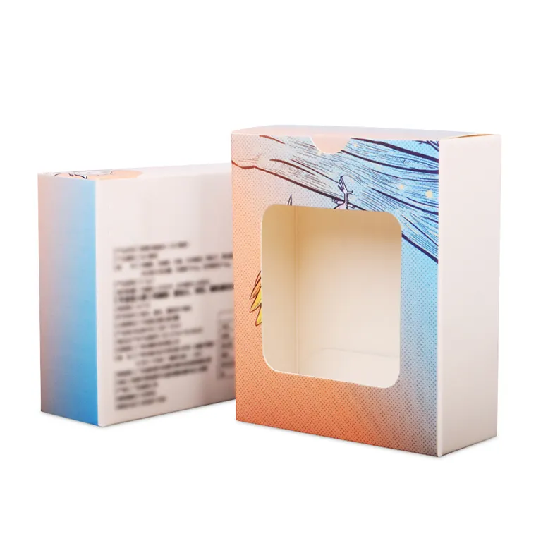 Caixa de empacotamento feita a mão pequena reciclada com janela para papel artesanal de impressão em cores completas