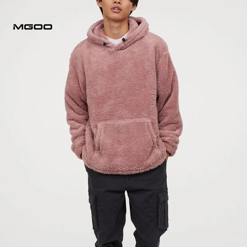 Produsen pakaian Hoodie ritsleting penuh hoodie bahan poliester lembut Solid Hoodie ukuran besar hoodie elastis Pullover 600 gsm