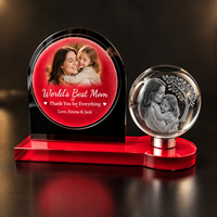 Neelpure 198641 Boule de cristal gravée au laser 3D rotative avec motif personnalisé pour Noël, la fête des mères, un cadeau de remise de diplôme