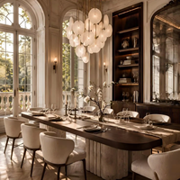 Ensemble de table à manger de luxe italien, ensemble de table à manger contemporain, armoire de cuisine, design de mobilier complet personnalisé pour villa