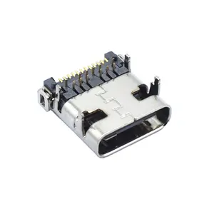 USB 3.1 Typ-C Anschluss 24 Pin Buchse Rechten Winkel Typ C PCB SMT Dual Reihe Tab Buchse Unterstützung terminal TH 3A